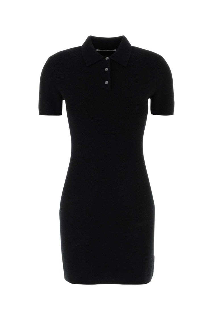 T By Alexander Wang Black Wool Blend Polo Dress