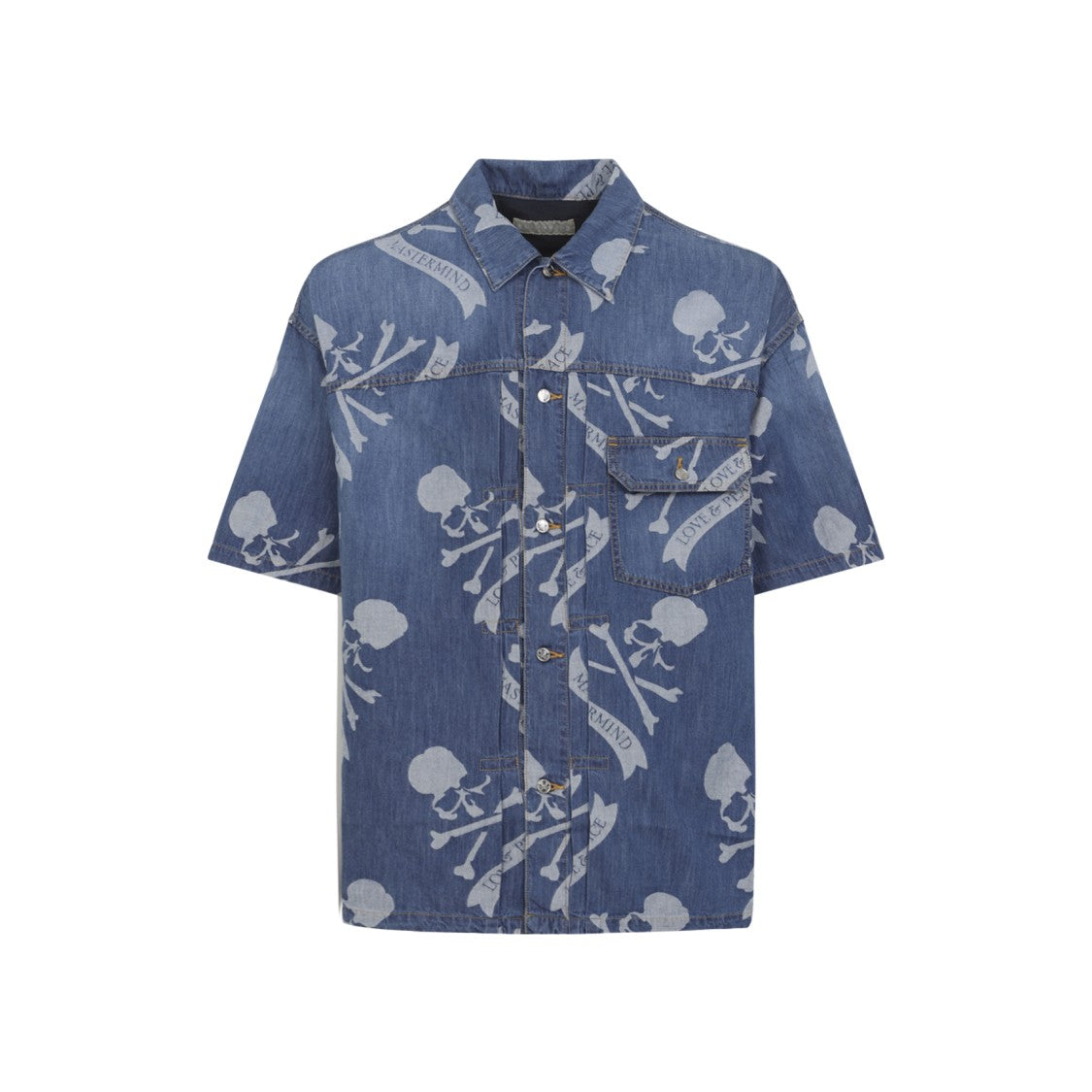Mastermind Denim Shirt With Repeated Skull Pattern