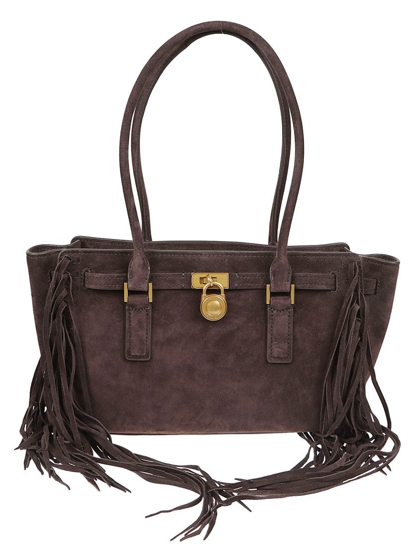 Michael Kors Hamilton Rectangular Chocolate Suede Shoulder Bag