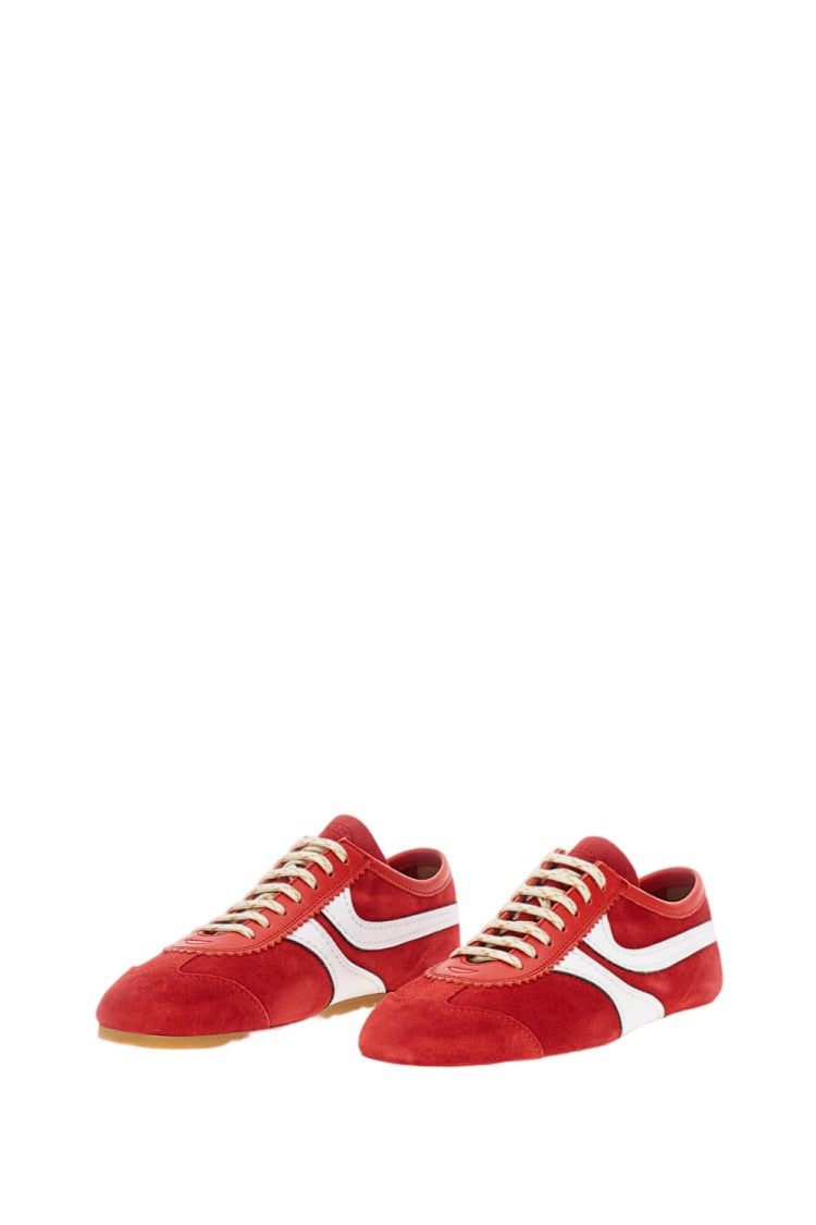 Dries Van Noten Red Suede Low-Top Sneakers