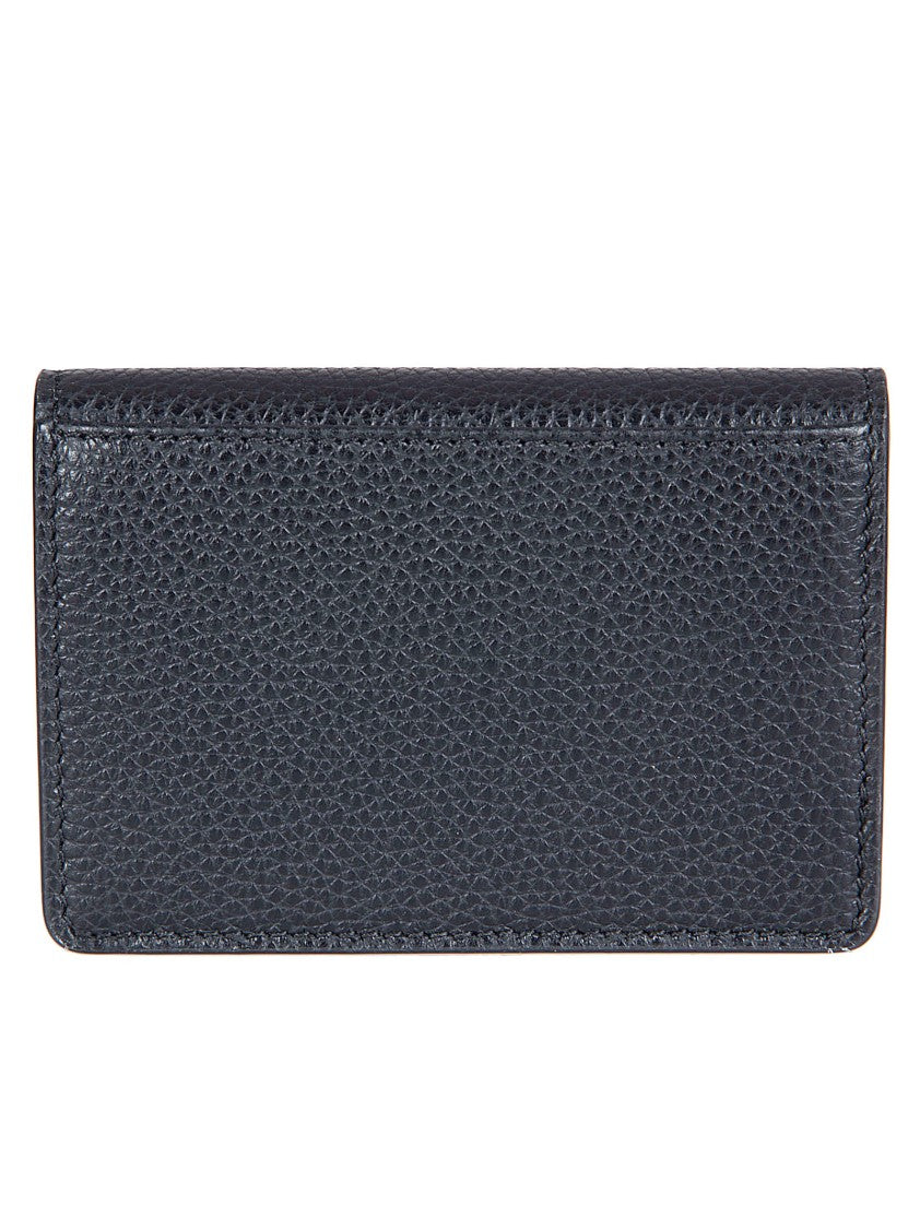 Ferragamo Textured Calf Leather Bifold Keychain With Gancini Logo