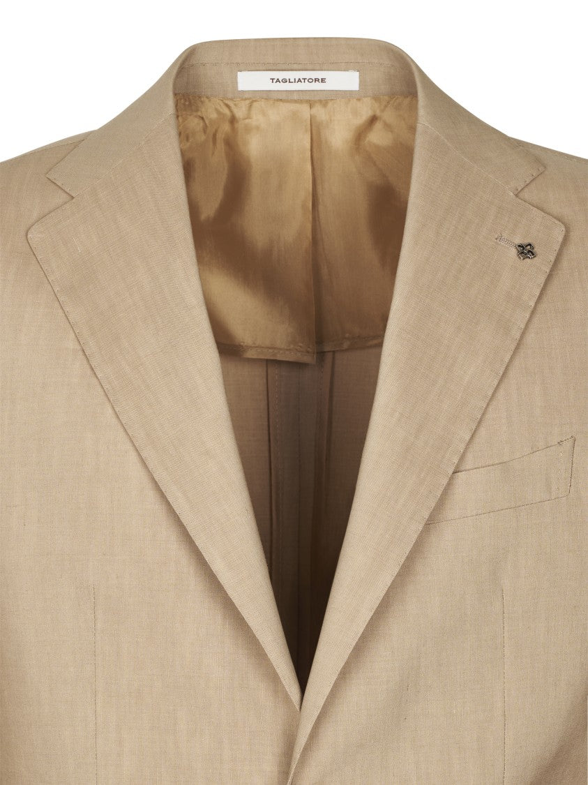Tagliatore Beige Tailored Jacket With Two-Button Front