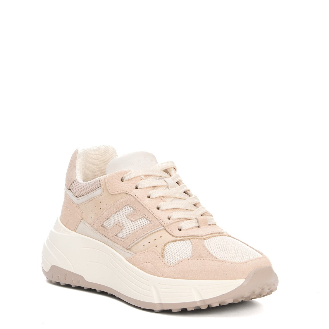 Hogan Hi Fi Bimaterial Beige Suede Sneakers