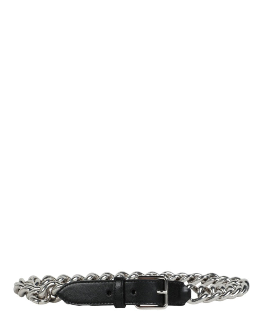 Alexander Mcqueen Chain-Trimmed Leather Belt