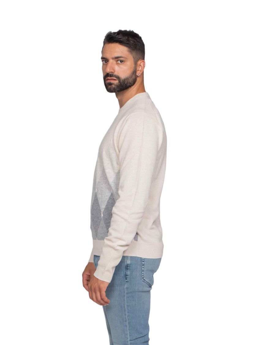 Ballantyne Argyle Pattern Long-Sleeve Crew Neck Sweater