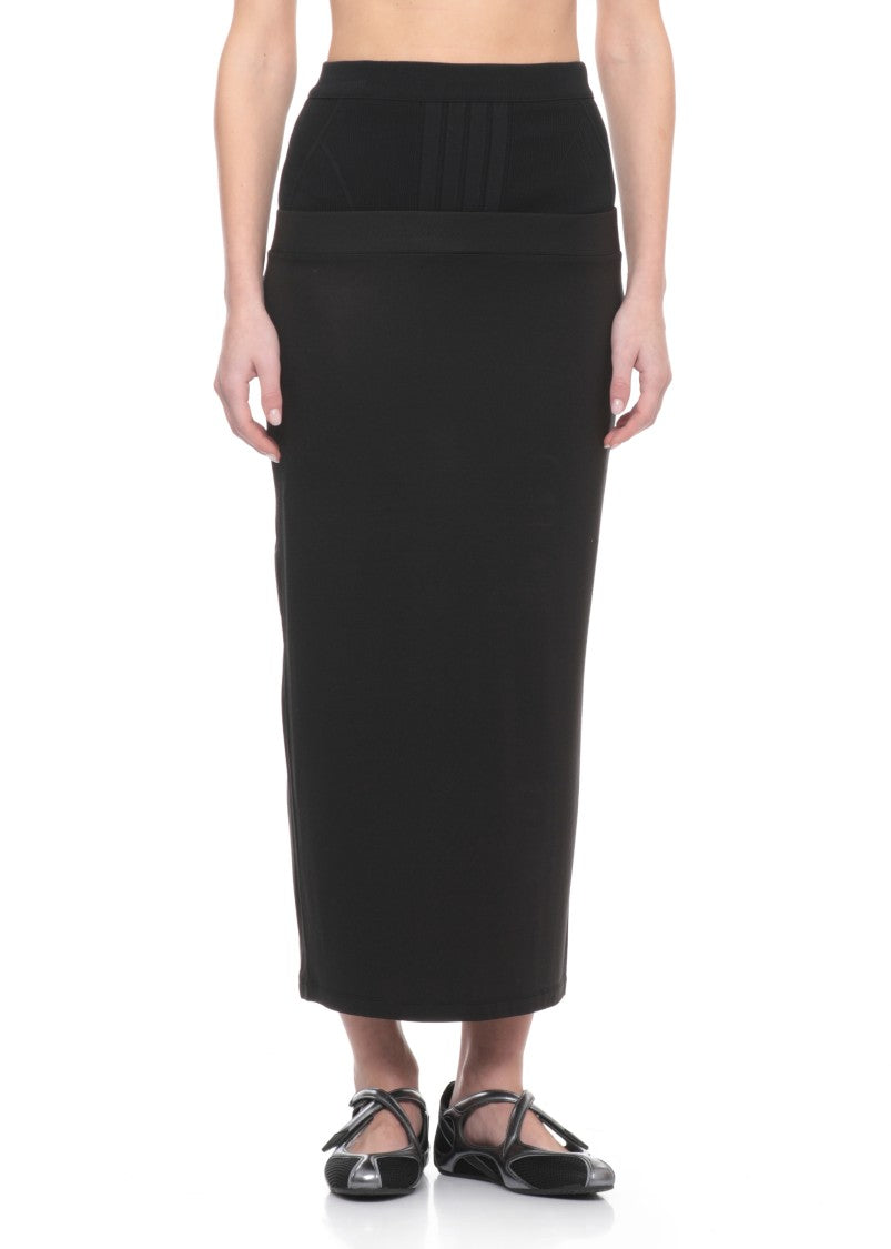 The Attico Black Midi Skirt With Embroidered Logo And Elastic Waistband