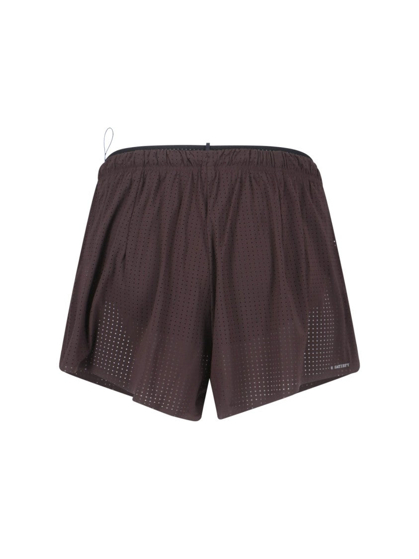 Satisfy Brown Space-O Technical Perforated Shorts