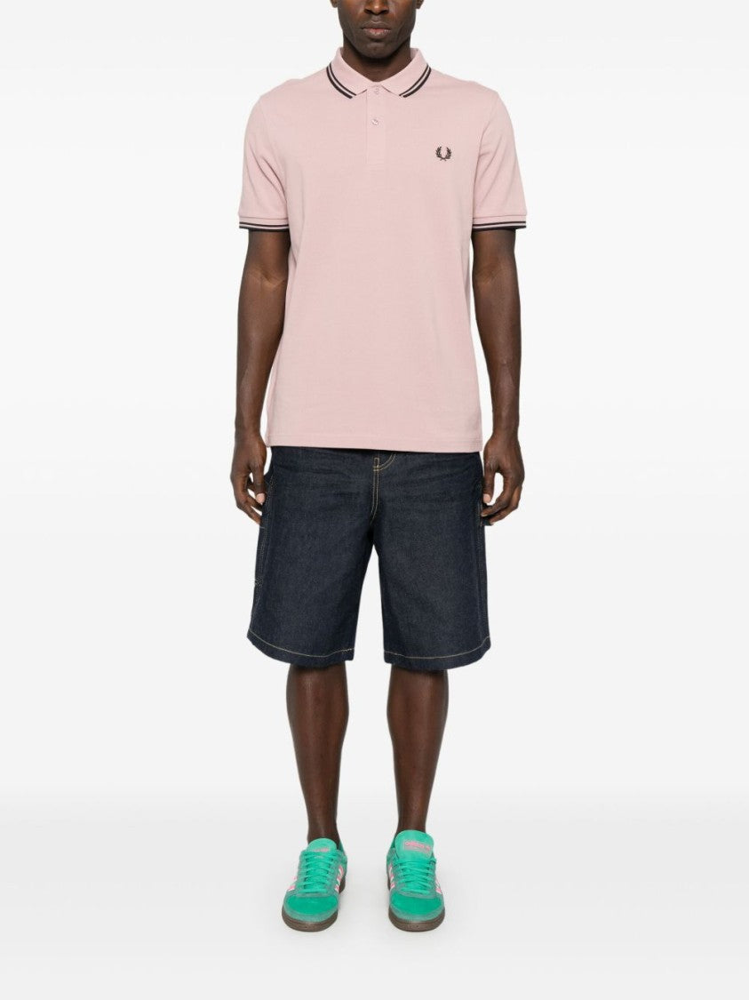 Comme Des Garçons Rose Pink Polo Shirt With Slogan Print