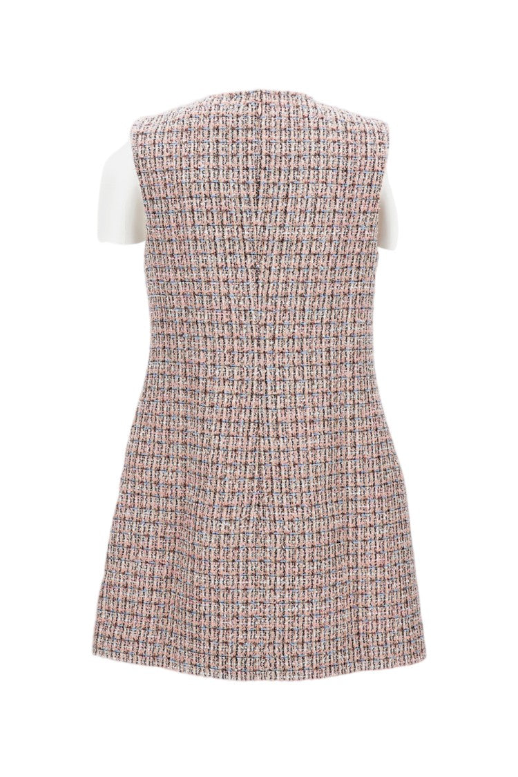 Self-Portrait Midi Crewneck Dress With Zip Closure And Boucle Motif