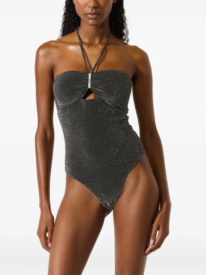 Karl Lagerfeld One-Piece Swimsuit With Halter Neck And Metallic Clasp