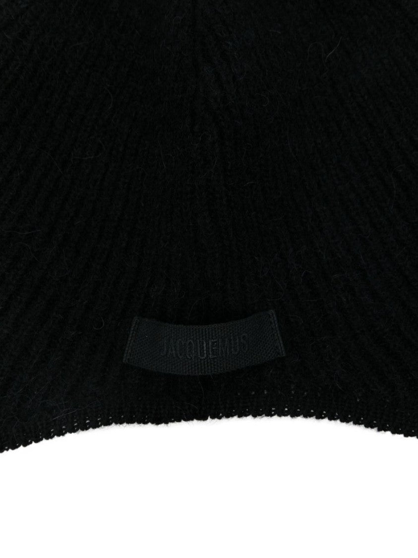Jacquemus Black Ribbed Knit Neck Cover Hat