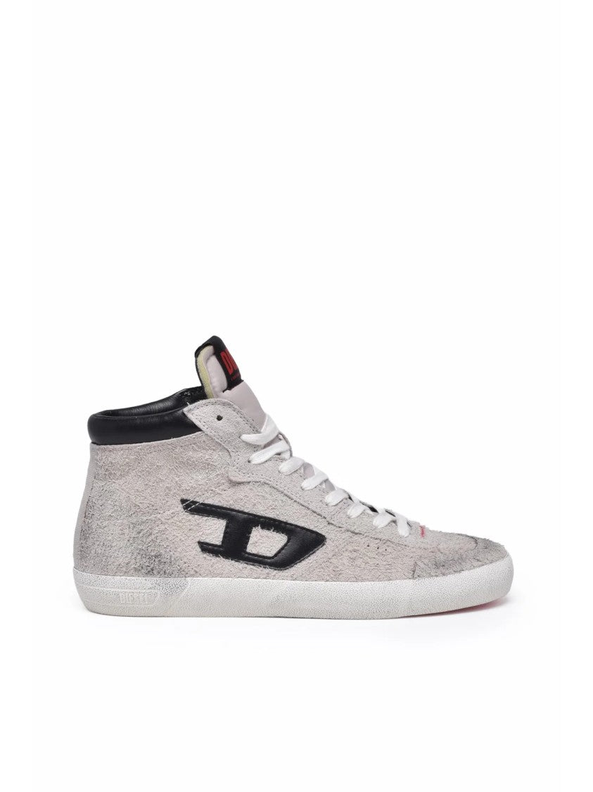Diesel Grey Leather Leroji Mid Sneakers