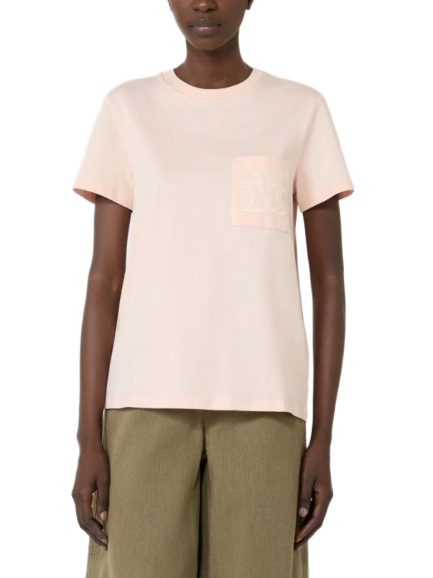 Max Mara Short-Sleeve Light Pink T-Shirt With Embroidered Monogram