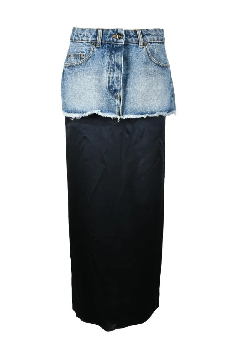 Semi Couture Blue Long Patchwork Skirt