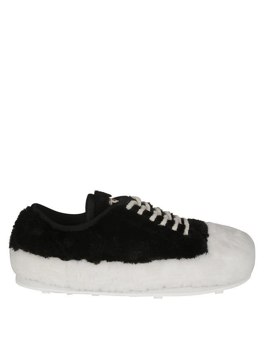 Marni Fluffy Textured Sneakers With Lace-Up Closure