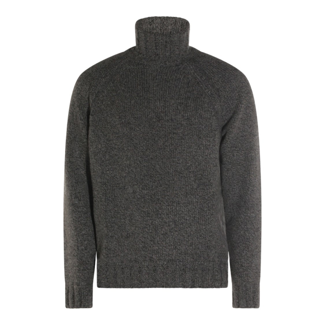 Zegna High Turtleneck Grey Knit Sweater
