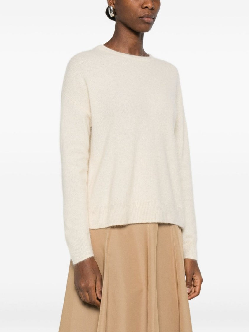 Majestic Filatures Long-Sleeved White Wool Blend Sweater