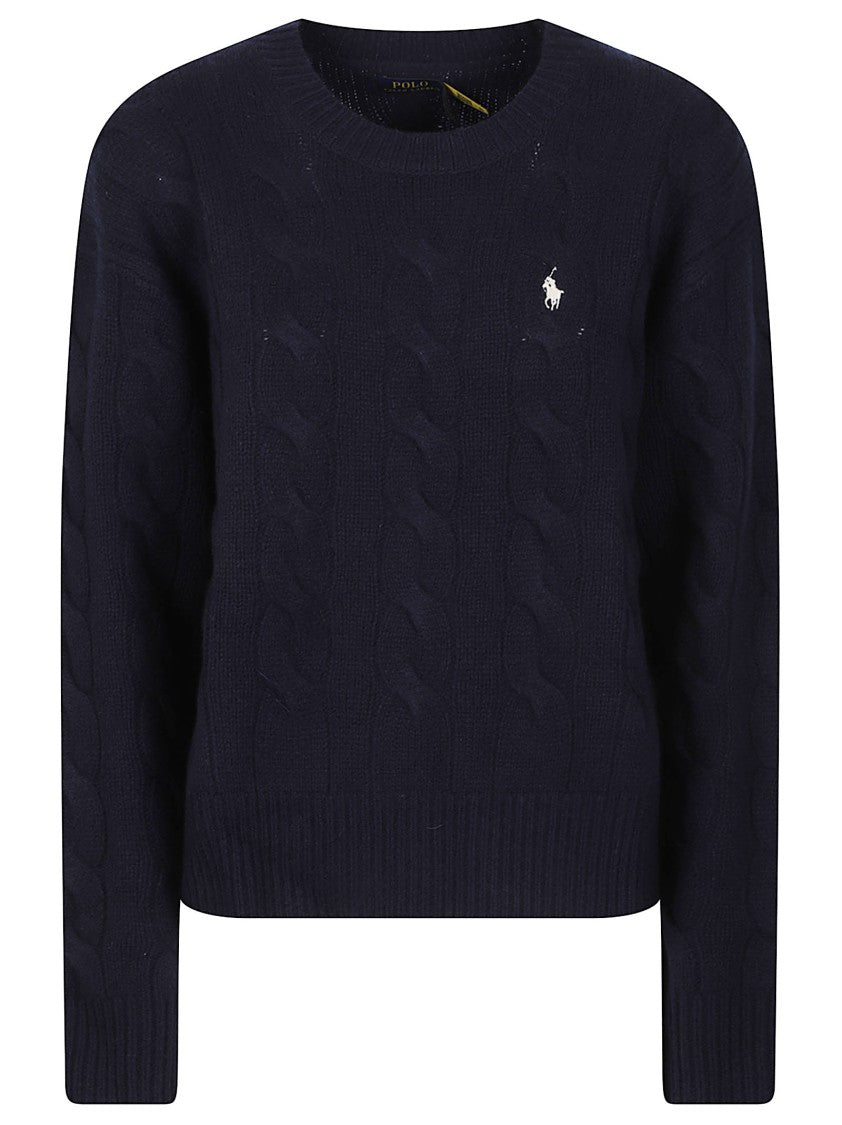Polo Ralph Lauren Cropped Cable Knit Ribbed Long-Sleeve Sweater