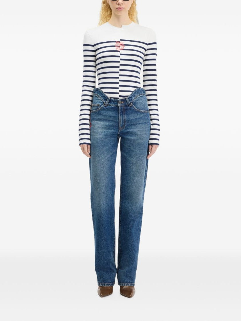 Jean Paul Gaultier Half-And-Half Striped Long-Sleeved Top
