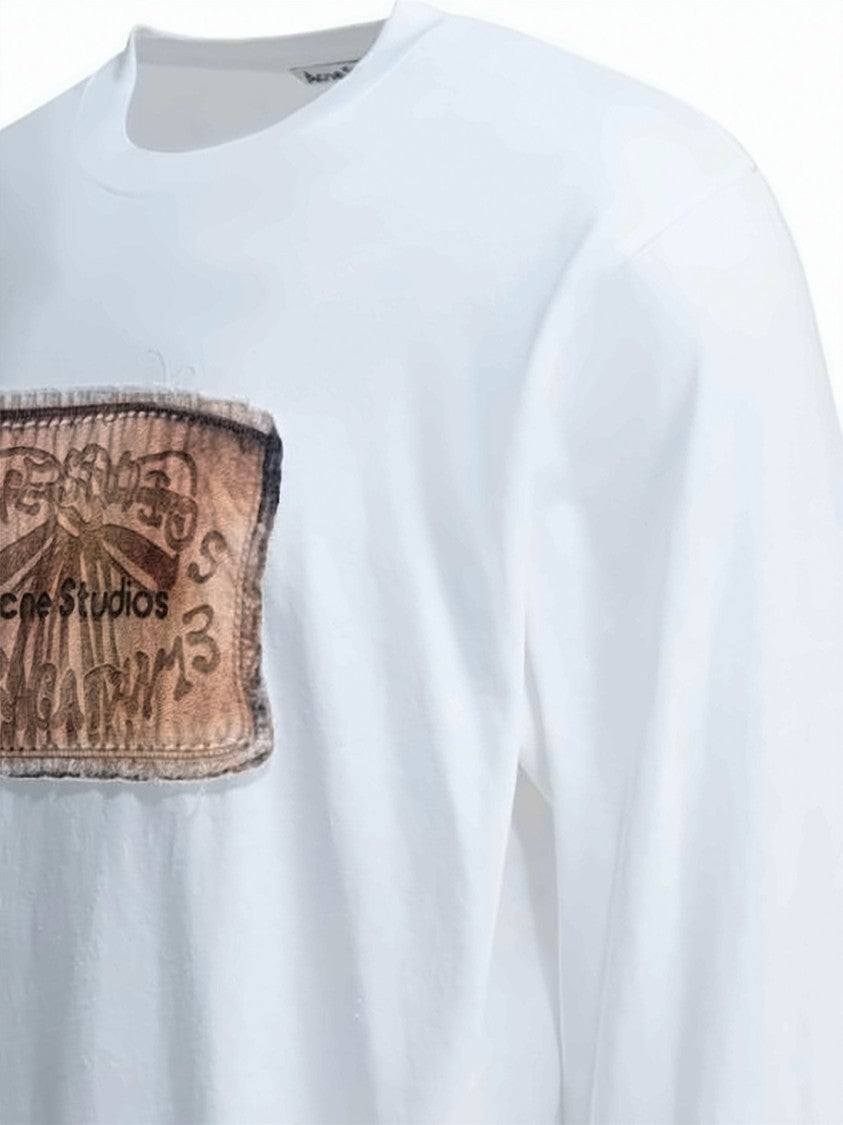 Acne Studios Rectangular Patch Long-Sleeve Shirt With Crew Neckline