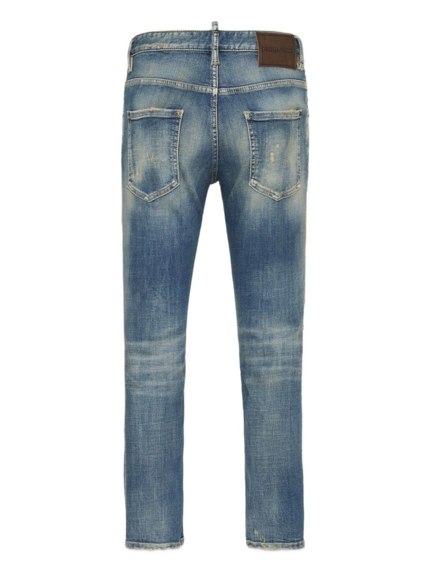 Dsquared2 Slim-Fit Blue Denim Jeans With Distressed Finish