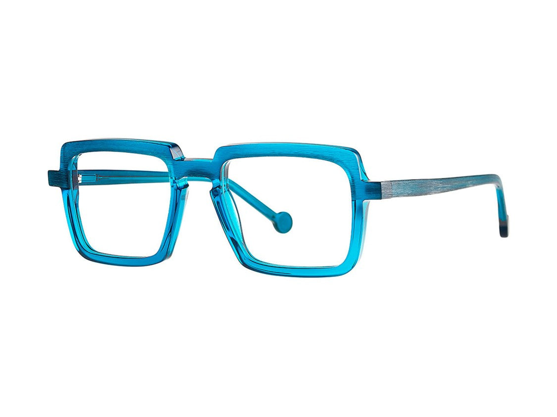Theo Blue Martial Eagle Translucent Acetate Square Eyeglasses