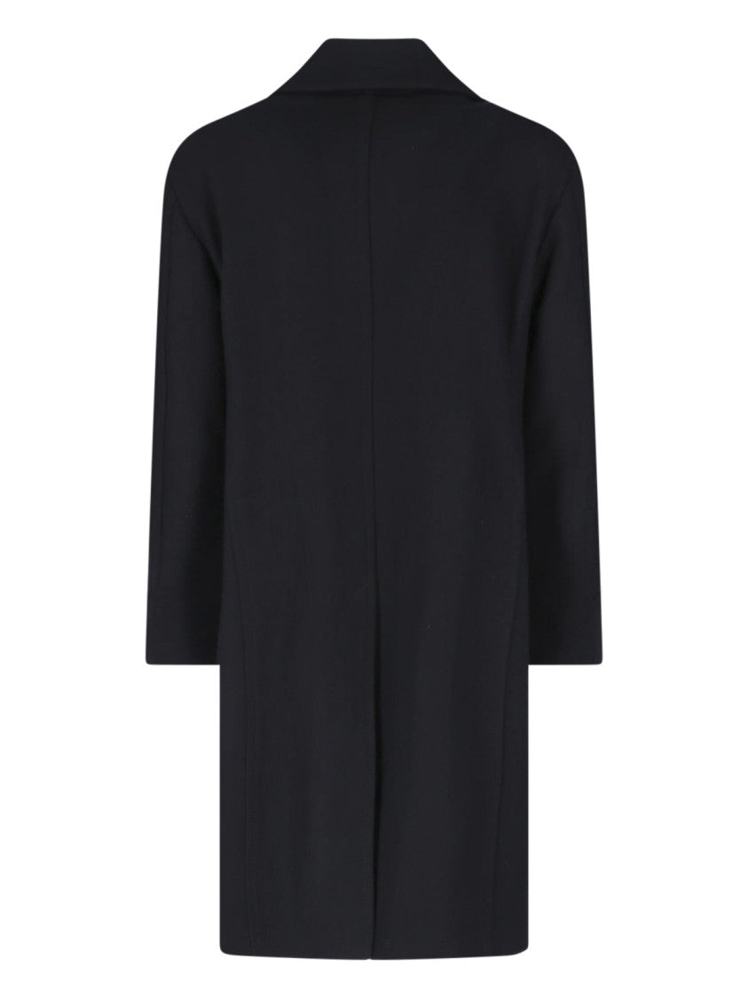 Tagliatore Double-Breasted Black Wool Coat With Classic Lapels