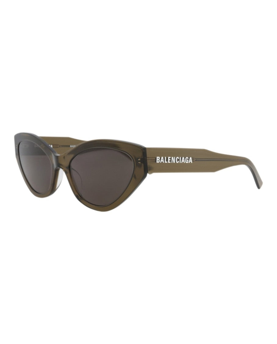 Balenciaga Cat Eye Sunglasses In Translucent Olive Recycled Acetate