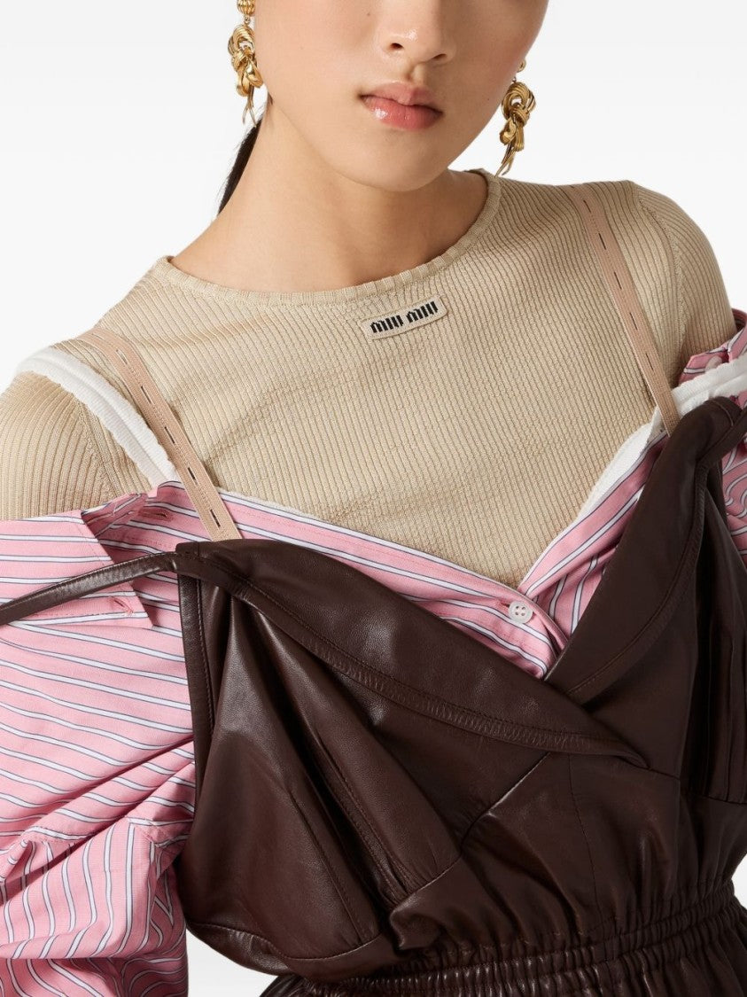 Miu Miu Blue Striped Poplin Fitted Shirt Dress