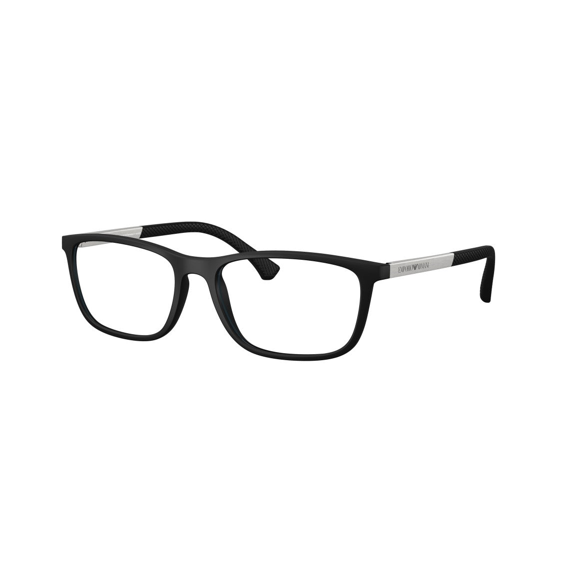 Emporio Armani 0Ea3069 Rectangular Matte Black Eyeglasses With Textured Temple Tips