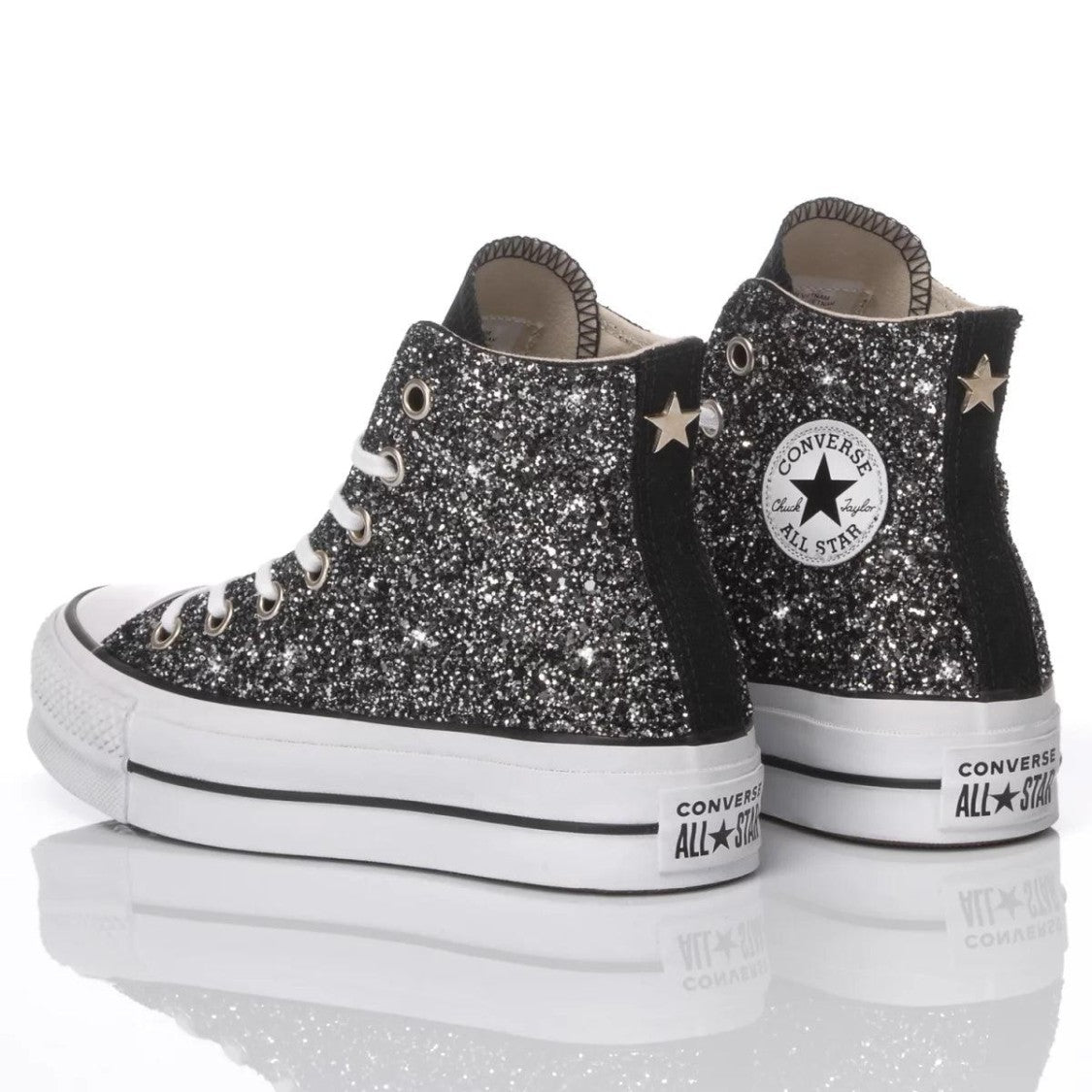 Converse High-Top Platform Glitter Sneakers With Unique Craftsmanship