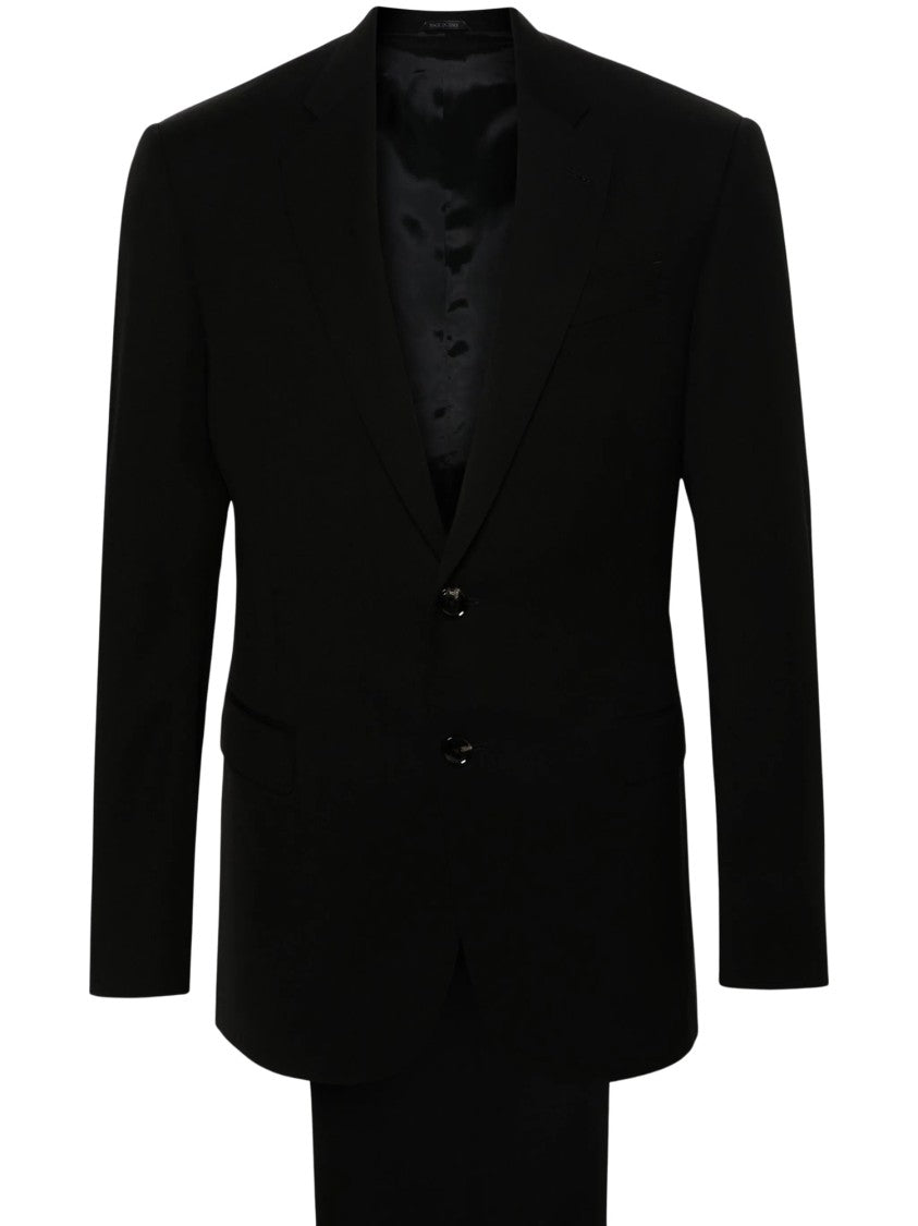 Giorgio Armani Black Structured Twill Virgin Wool Suit