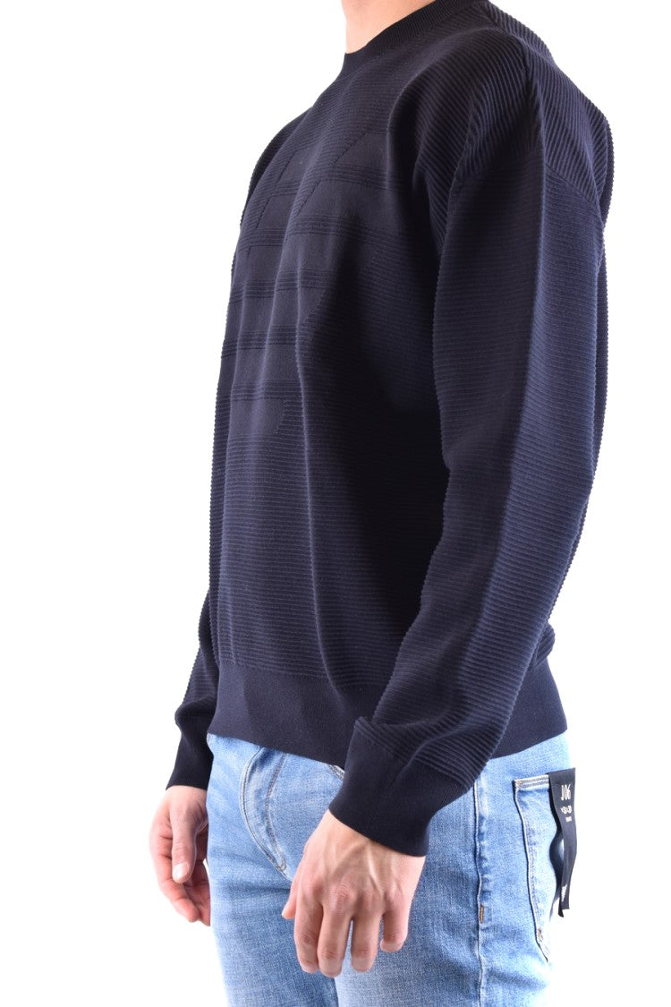 Emporio Armani Ribbed Knit Sweater With Embossed Logo Design