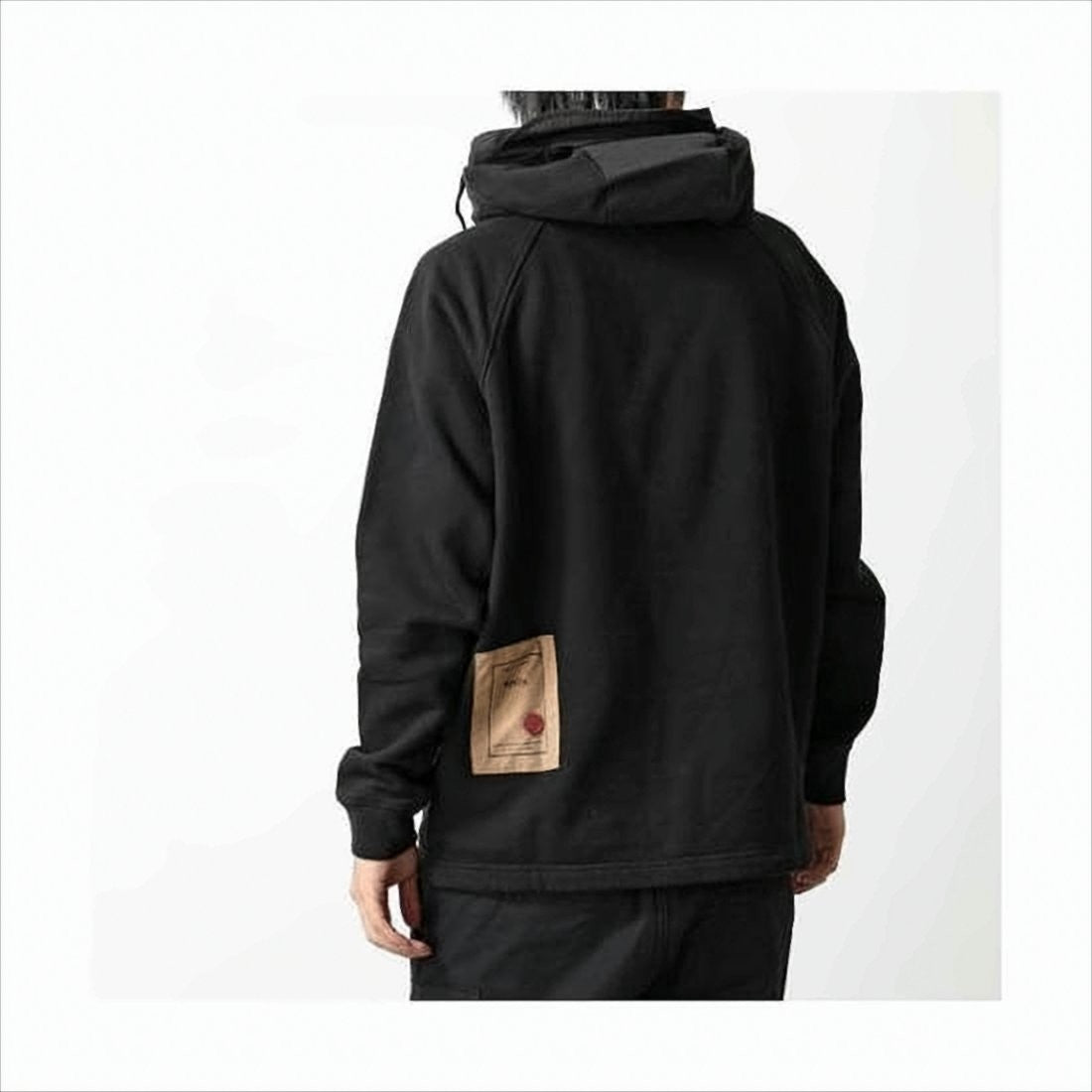 Ten C Relaxed-Fit Black Hoodie With Distinctive Side Patch