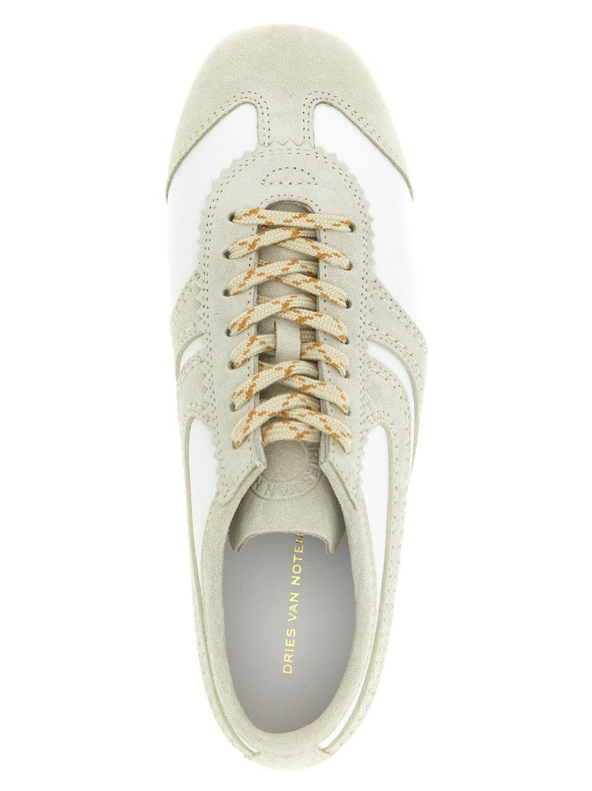 Dries Van Noten Suede Sneakers With Scalloped Edges And Leather Details