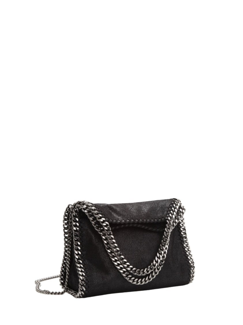 Stella Mccartney Black Silver-Tone Chain-Trimmed Shoulder Bag
