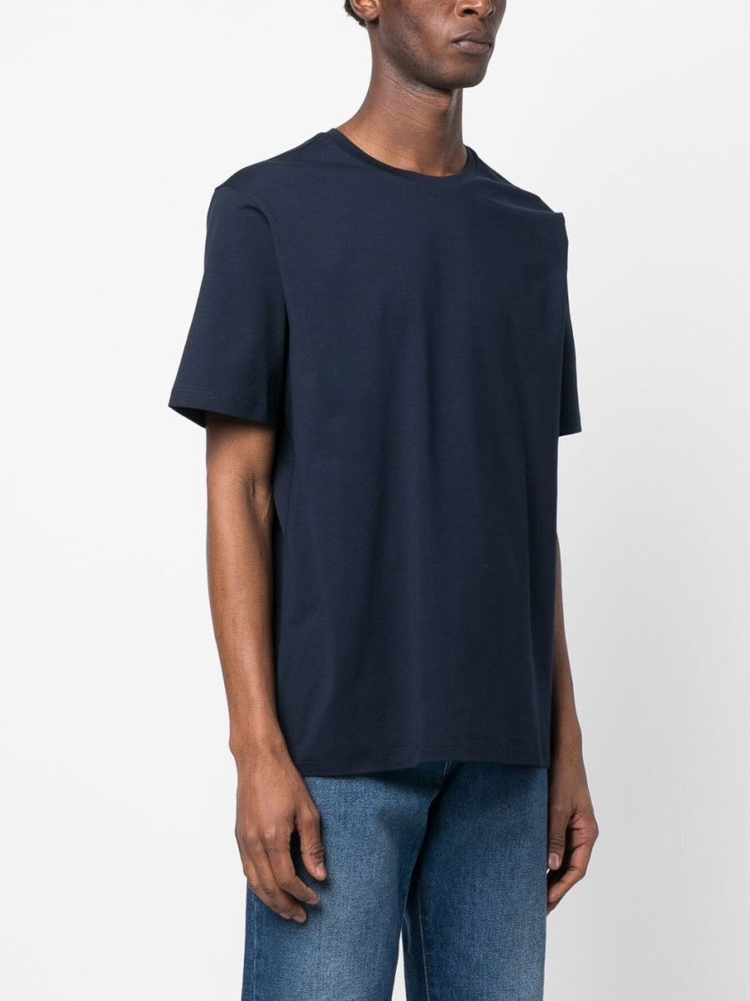 Herno Navy Blue Stretch-Cotton Logo T-Shirt