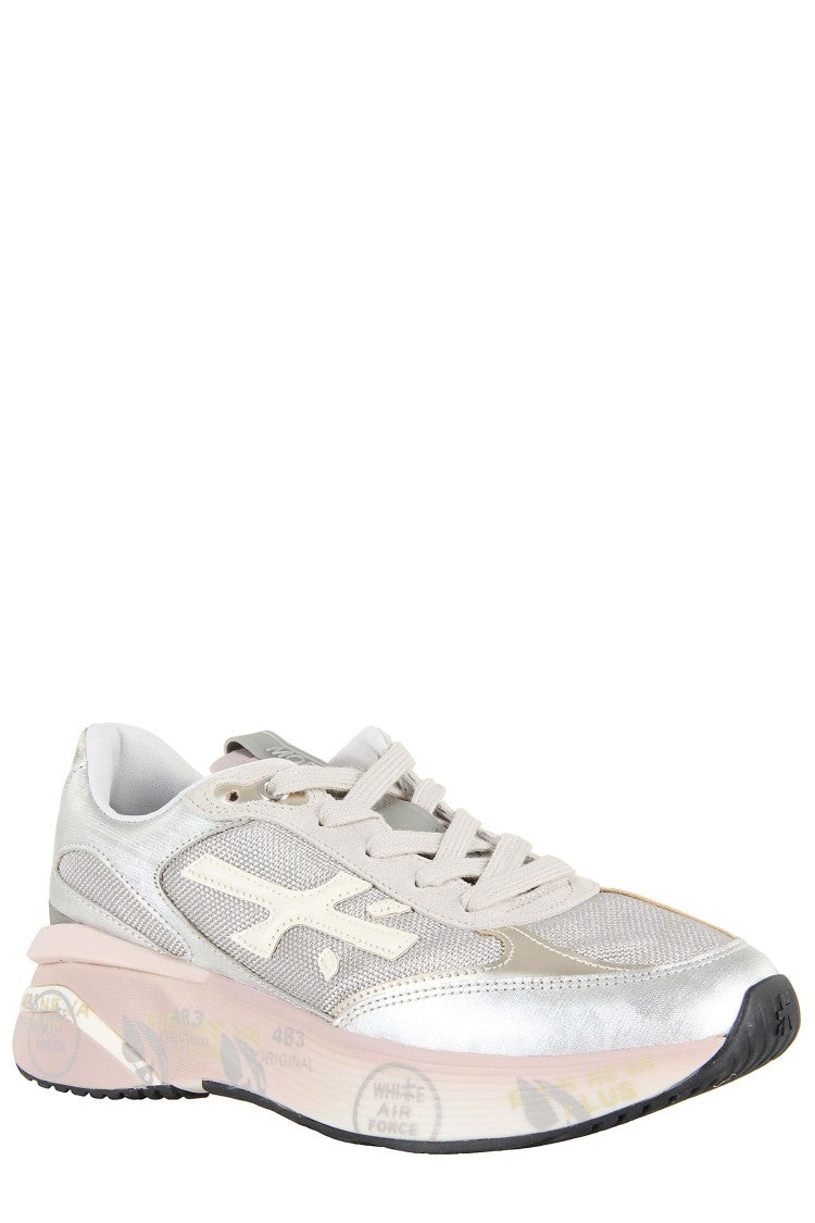 Premiata Silver Mesh Sneakers With Suede Inserts