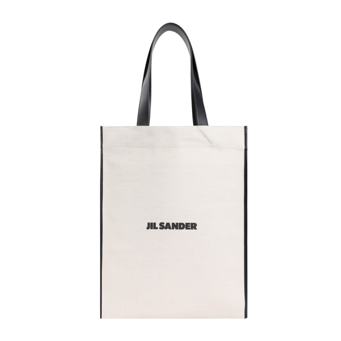 Jil Sander Natural White Cotton Border Book Tote Bag