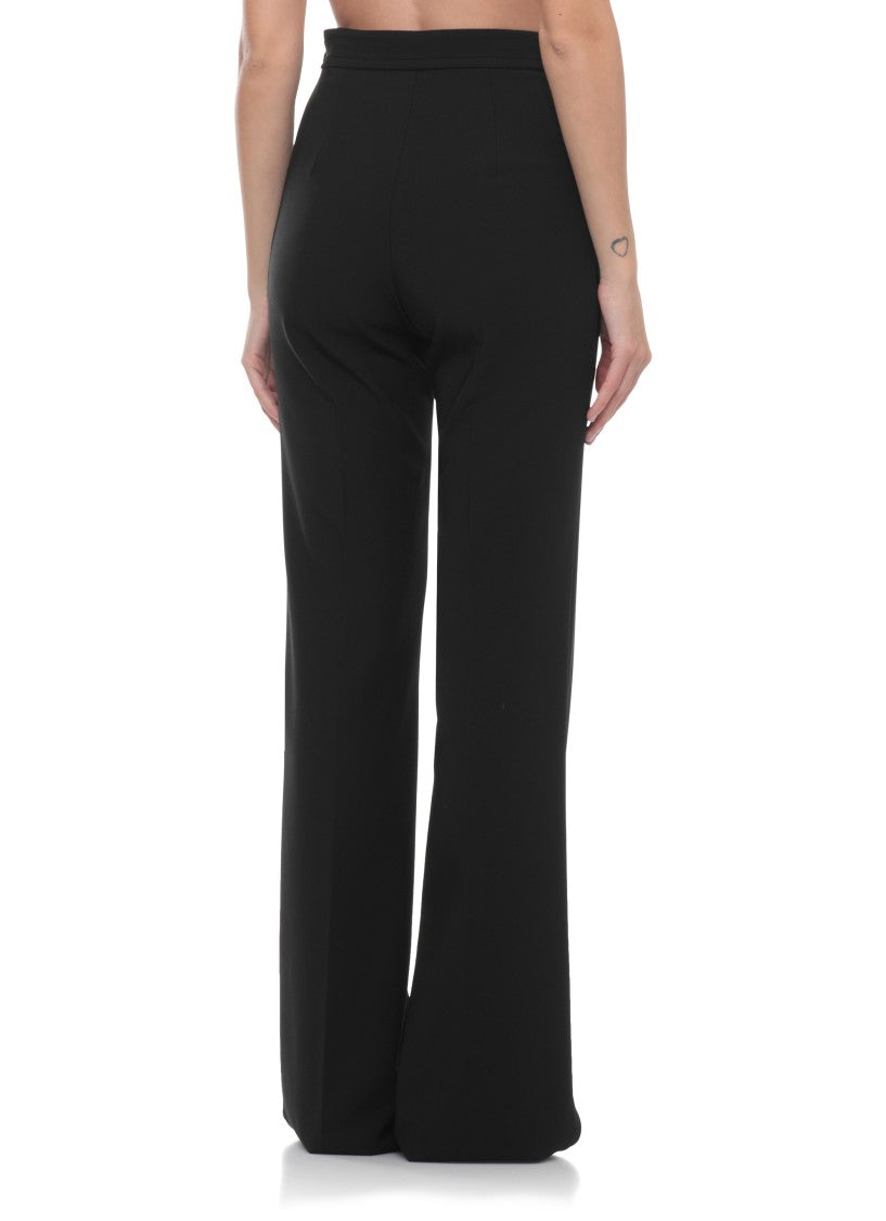 Elisabetta Franchi Black Embroidered Logo Straight-Leg Pants