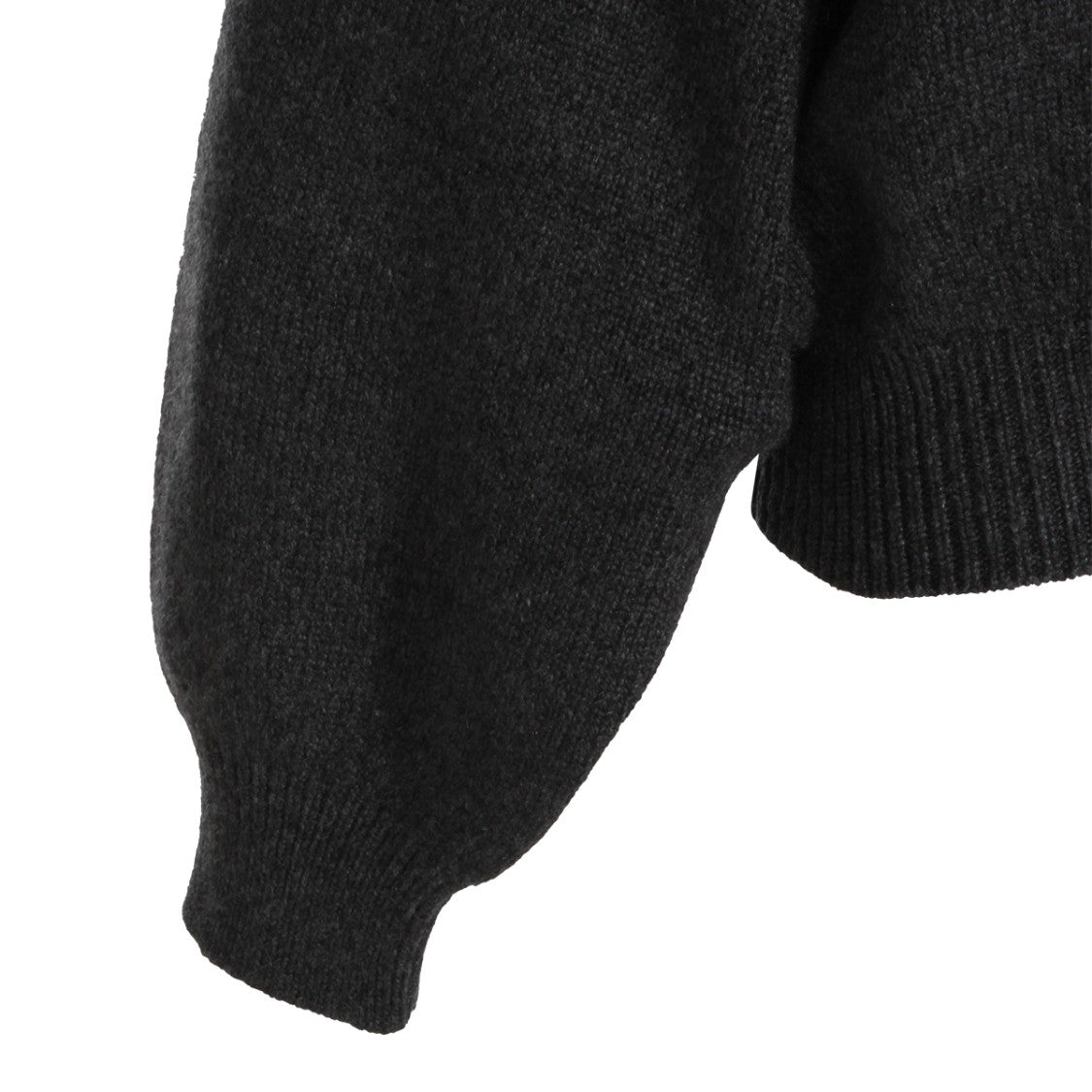 Khaite Dark Grey Cashmere Knit Sweater With Ribbed Details