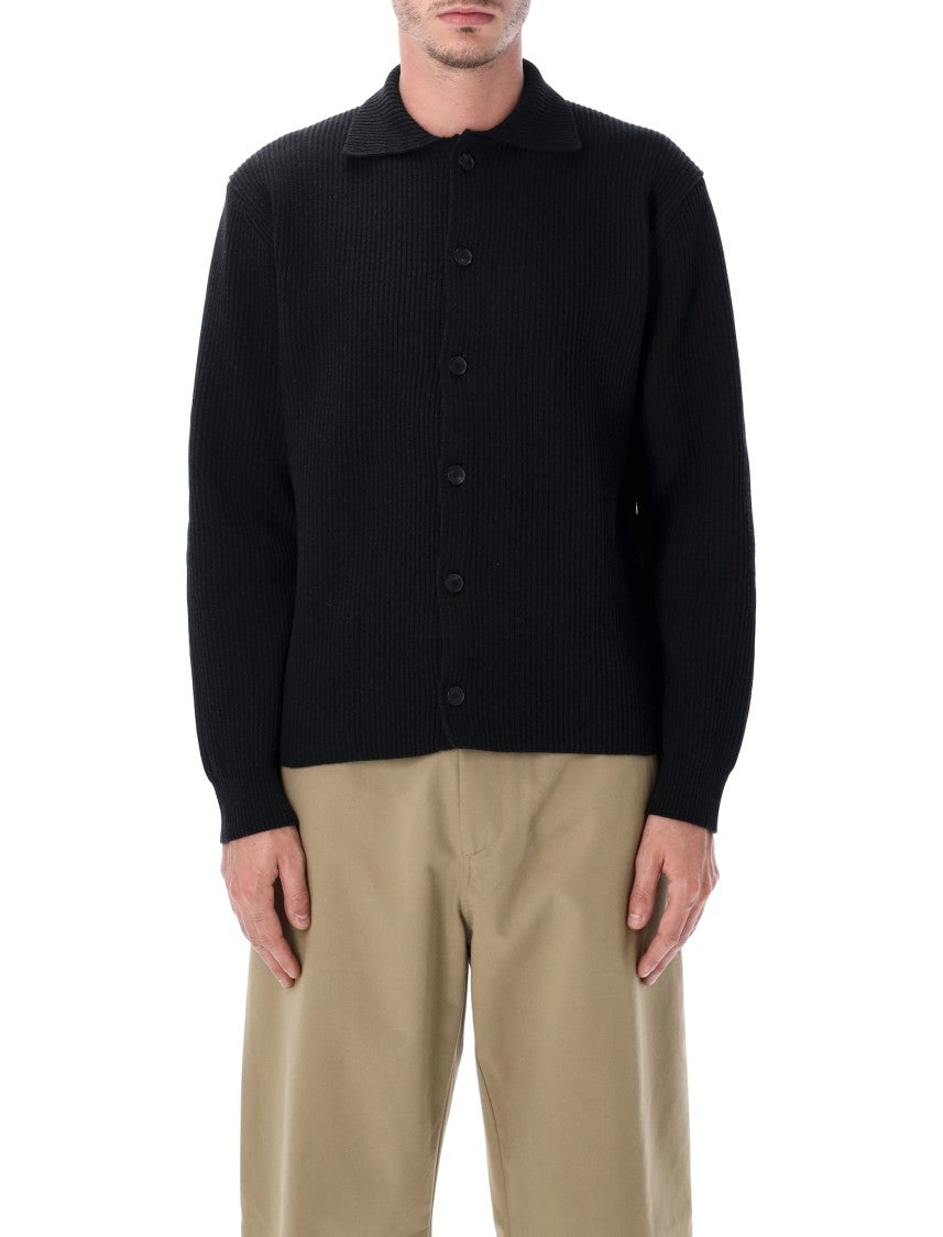 Auralee Super Fine Wool Rib Knit Shirt Cardigan