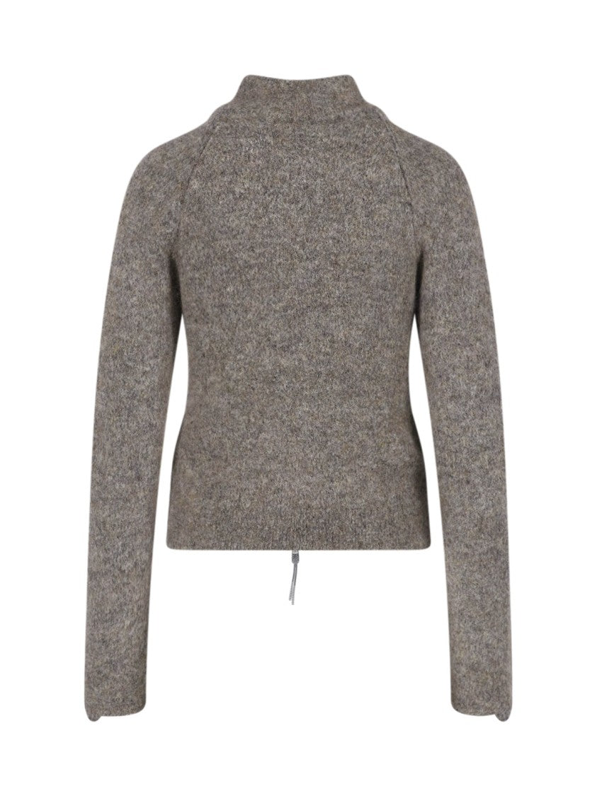 Roa Grey Textured High Collar Sweater