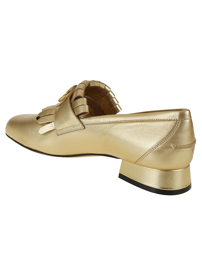 Valentino Garavani Vlogo-Fringed Leather Loafers With Low Block Heel