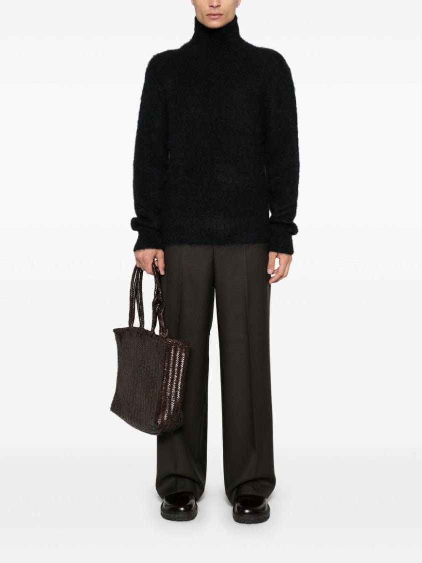 Ami Paris Brushed Effect Black High Neck Sweater