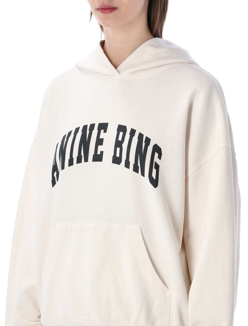 Anine Bing Harvey Collegiate Logo Oversized Cotton Hoodie
