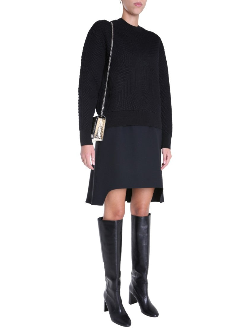 Alexander Mcqueen Textured Black Crew Neck Sweater