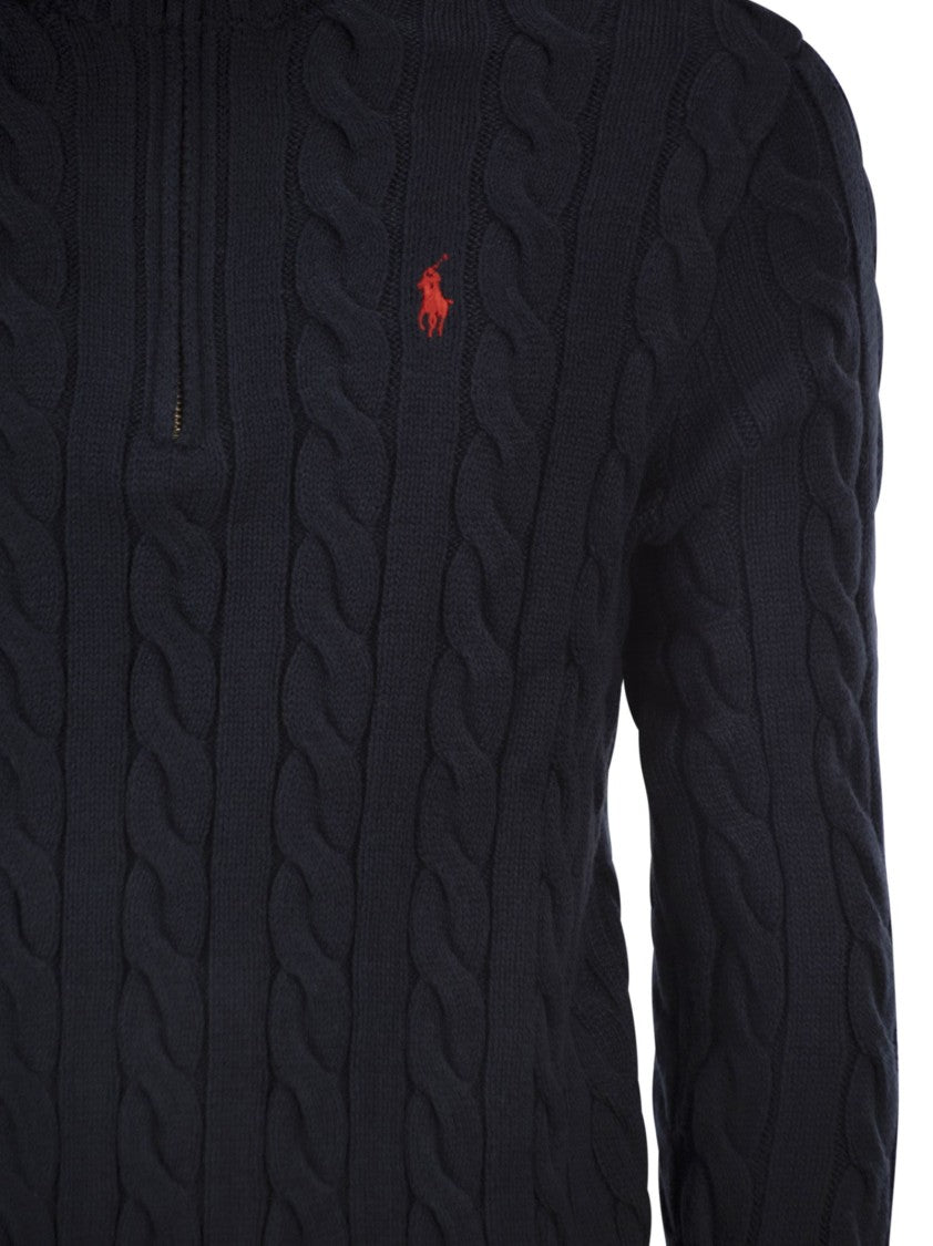 Polo Ralph Lauren Cotton Cable Knit Jumper With Zip Fastening