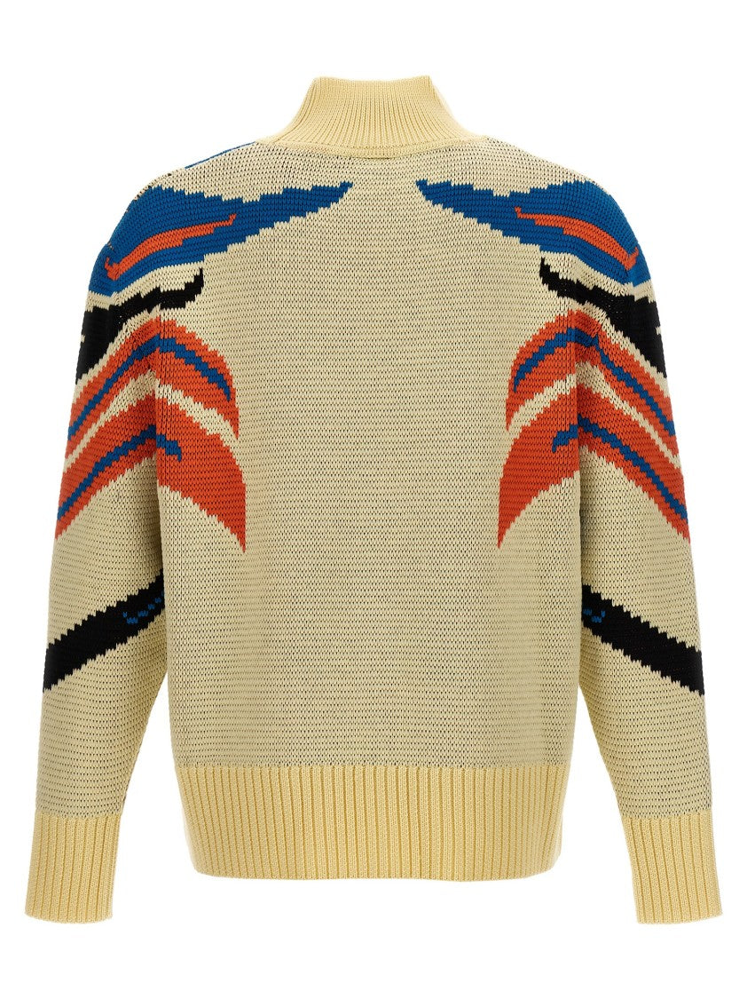 Bluemarble Jacquard Wool Sweater With High Neck And Textured Design