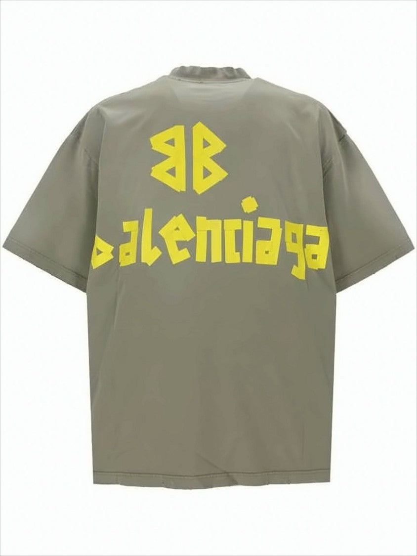 Balenciaga Distressed Logo Graphic Tee With Relaxed Fit